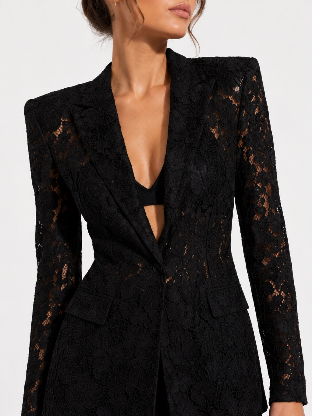 L’Ensemble Dentelle – Blazer und Hose mit weitem Bein aus Spitze