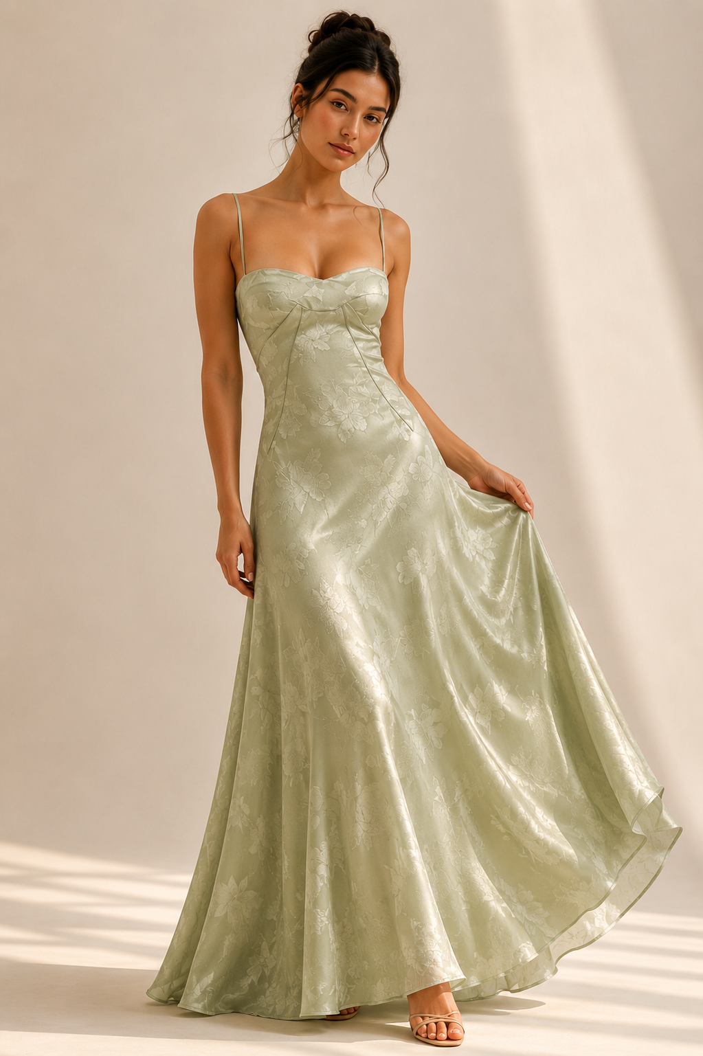 Sage Bloom Maxi Dress