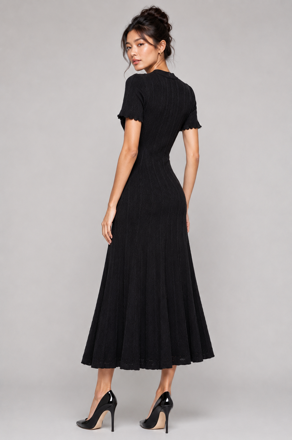 La Robe Câline — Cable-Knit Button-Front Midi Dress