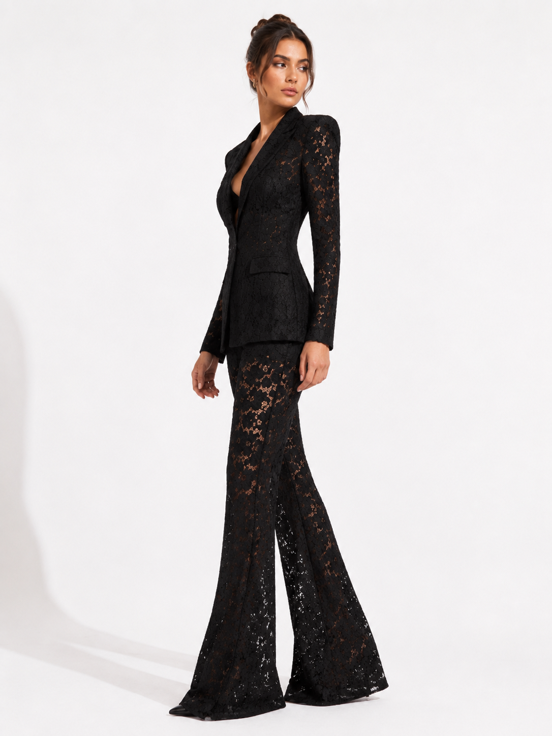 L’Ensemble Dentelle — Lace Blazer & Flared Trouser Set