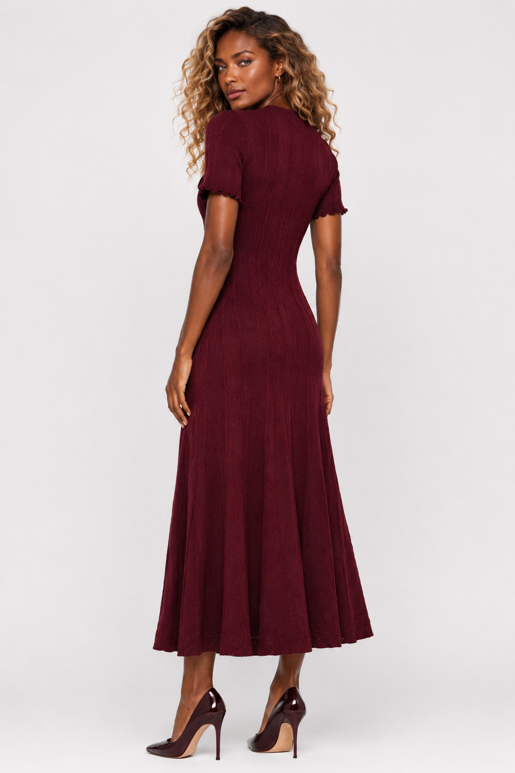 La Robe Câline — Cable-Knit Button-Front Midi Dress