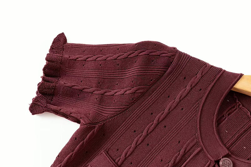 La Robe Câline — Cable-Knit Button-Front Midi Dress