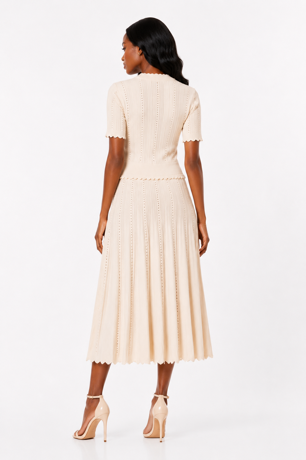 La Robe Élégance – Hollow Knit Falten-Midikleid