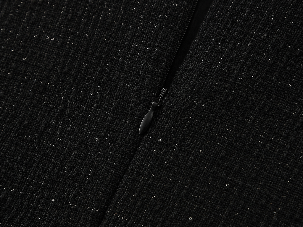 La Robe Joaillerie – Tweed-Minikleid mit Perlenverzierung in Schwarz