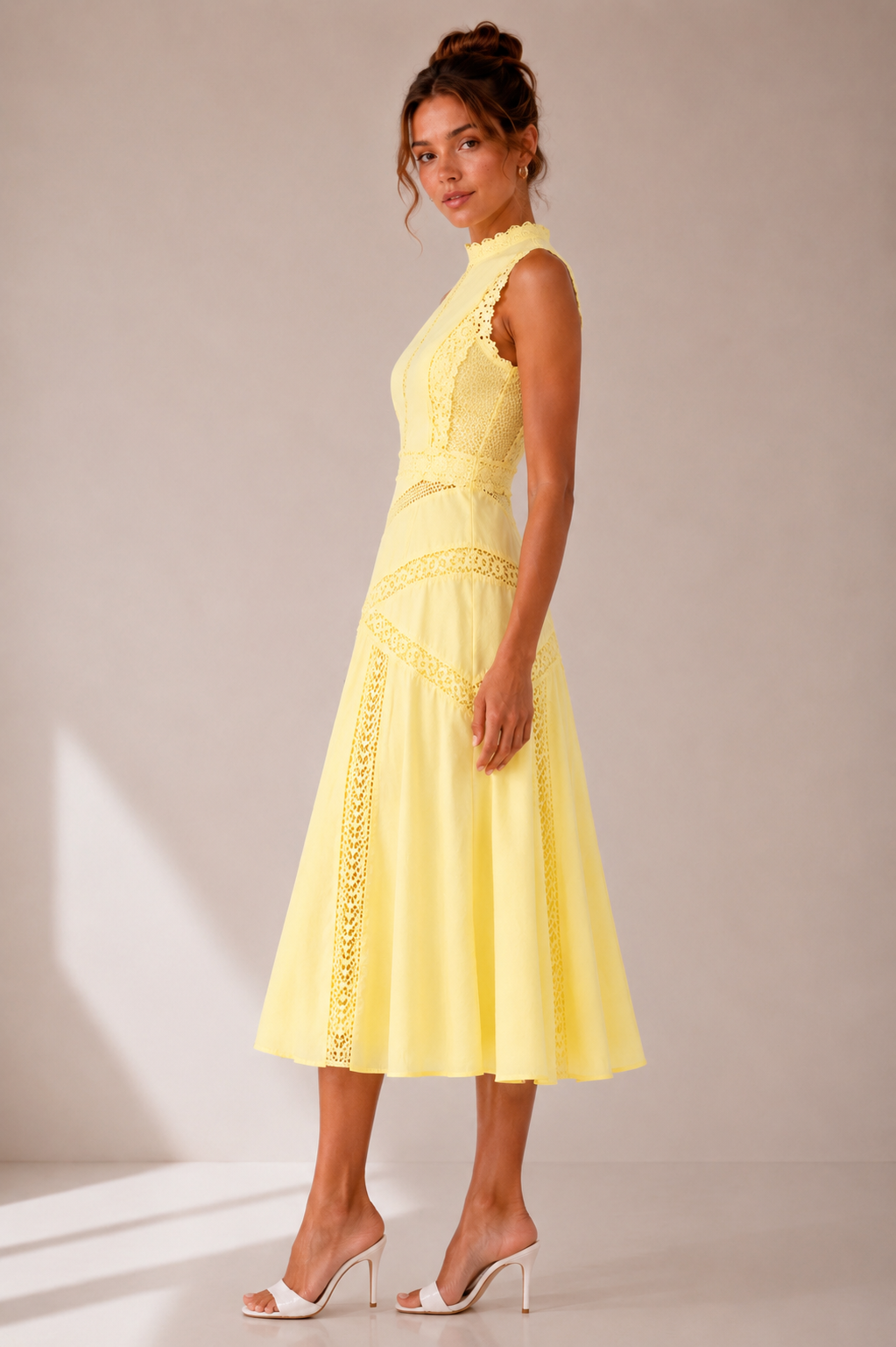 Hollow Lace A-Line Midi Dress