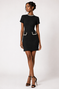 La Robe Joaillerie – Tweed-Minikleid mit Perlenverzierung in Schwarz