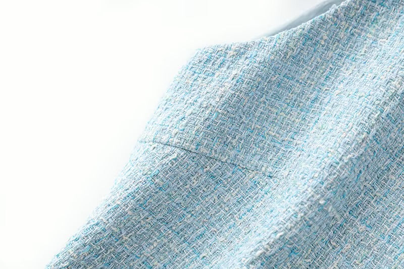 La Robe Ciel – Tweed-Minikleid in Himmelblau