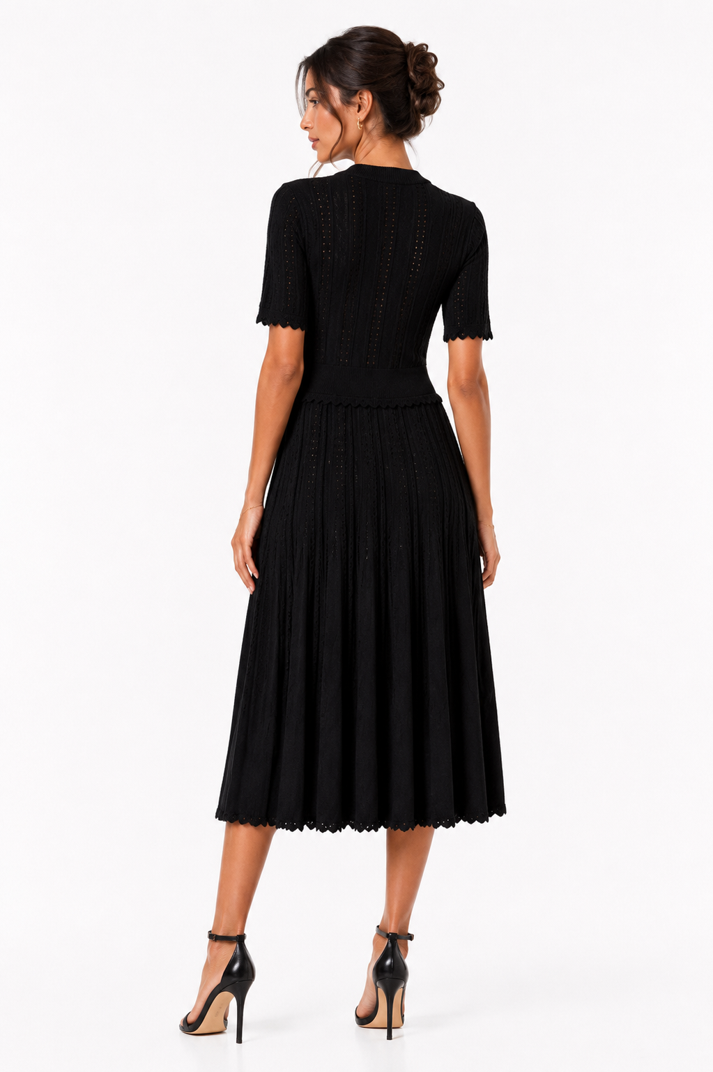 La Robe Élégance – Hollow Knit Falten-Midikleid