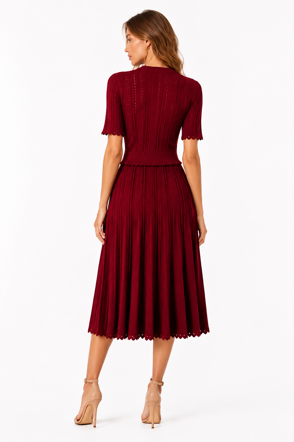 La Robe Élégance – Hollow Knit Falten-Midikleid